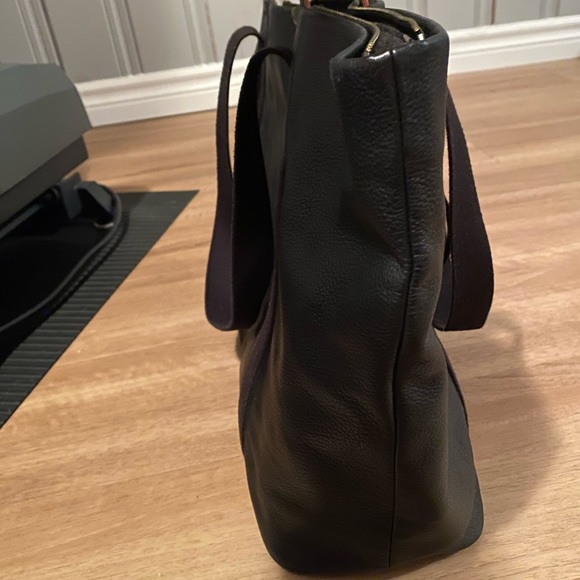 Black leather satchel with shoulder strap - Picture 3 of 5